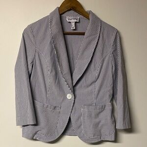 Joseph Ribkoff Navy and White Pinstripe Blazer